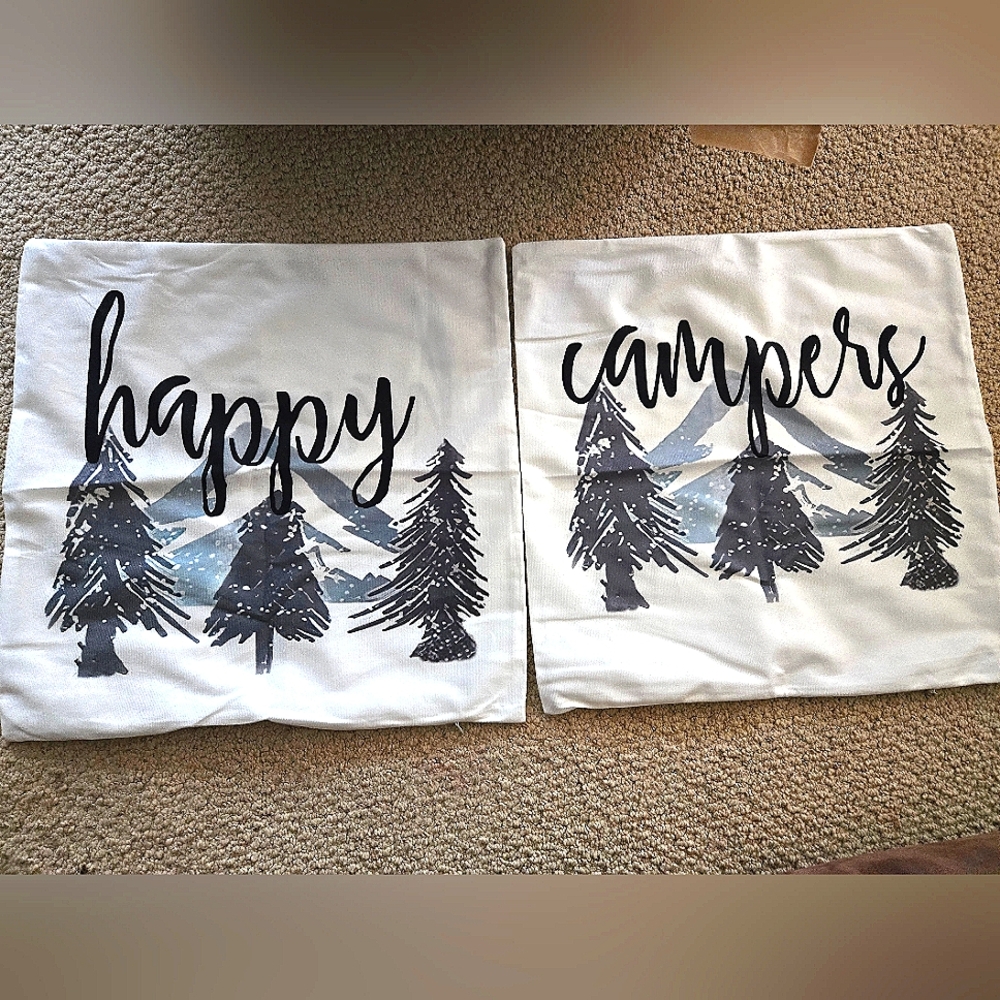 Happy Campers 18x18in throw pillow covers